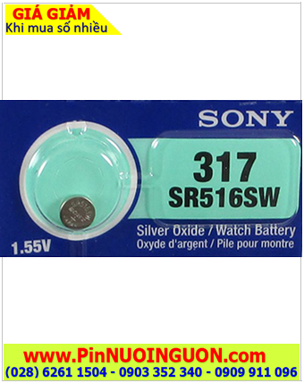 Sony SR516SW _Pin 317; Pin đồng hồ 1.55v Silver Oxide Sony SR516SW _Pin 317